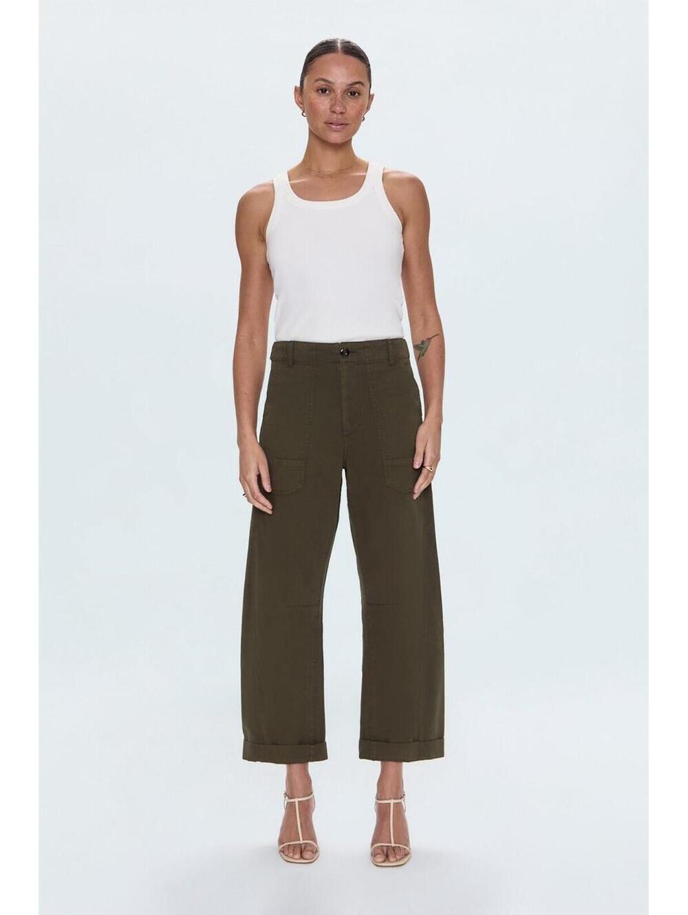 Pistola Tori Utility Pant in Sequoia Green Barrel Leg Style Size 26
